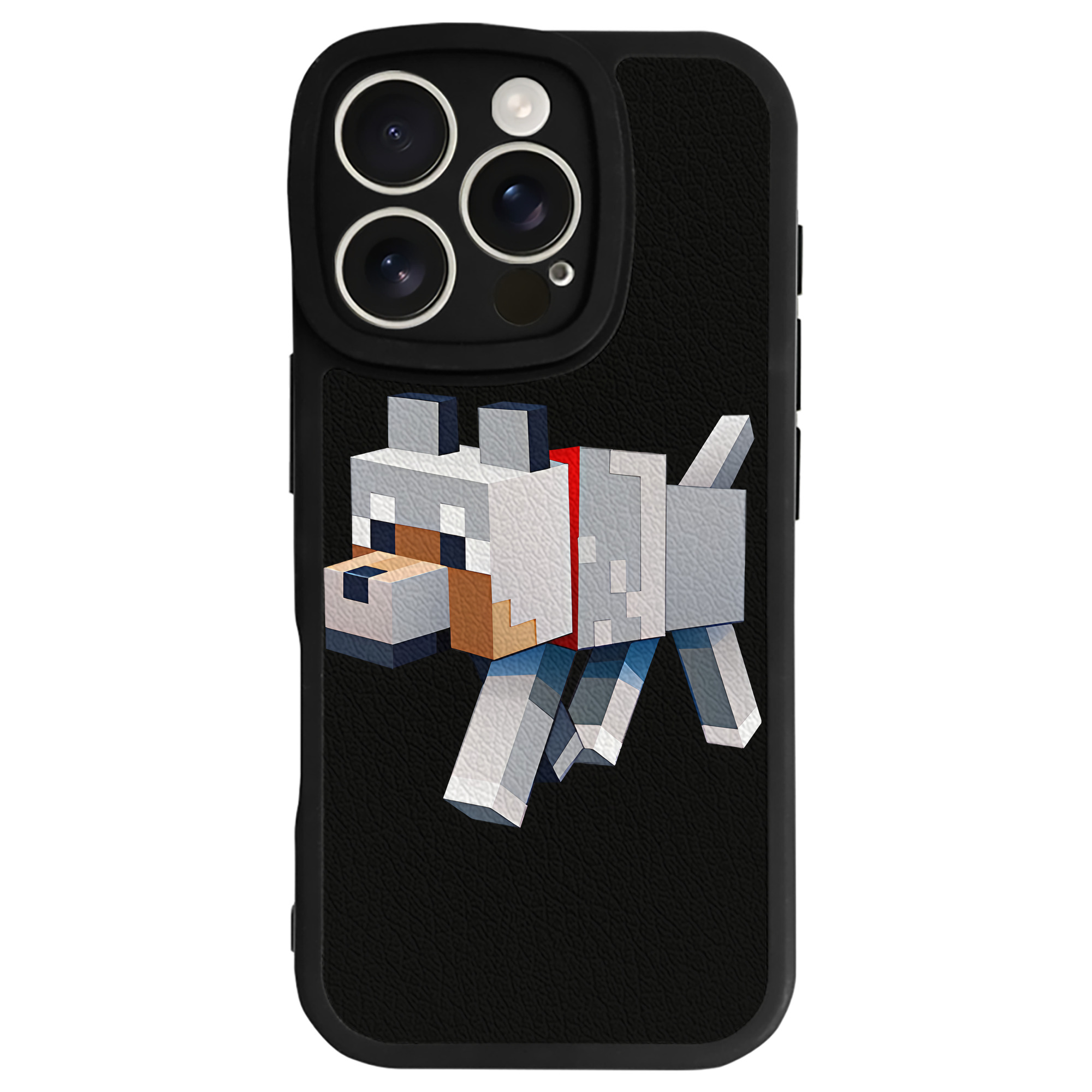 （画像用） マインクラフト ブロックの世界 Minecraft MC Block world 【iPhone 16シリーズ対応】シリコンスマホケース（レザー調） 材質：シリコン